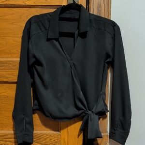 Urban Outfitters Black Wrap Blouse